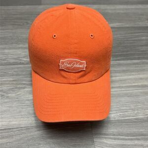 Sea Island Golf Resort Hat Orange White Cotton Preppy‎ Minimal Logo Tennis